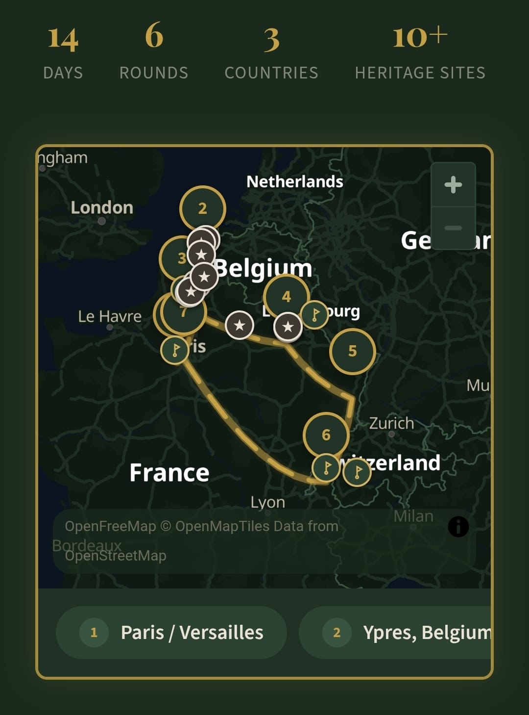 Fairways & Frontlines Tour Map